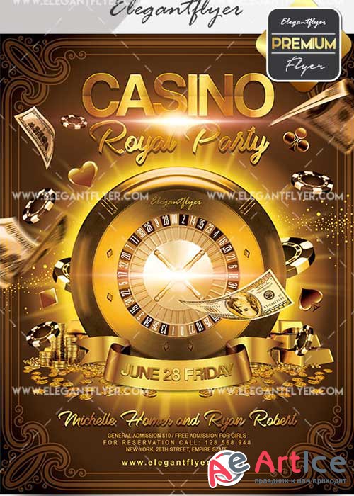 Casino Royal Party V16 Flyer PSD Template + Facebook Cover