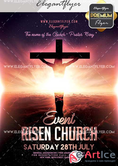 Risen Church Event V23 Flyer PSD Template + Facebook Cover