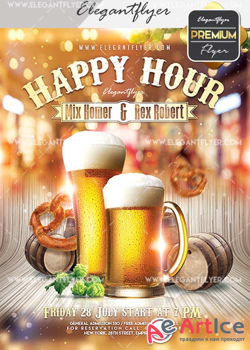Happy Hour V22 Flyer PSD Template + Facebook Cover