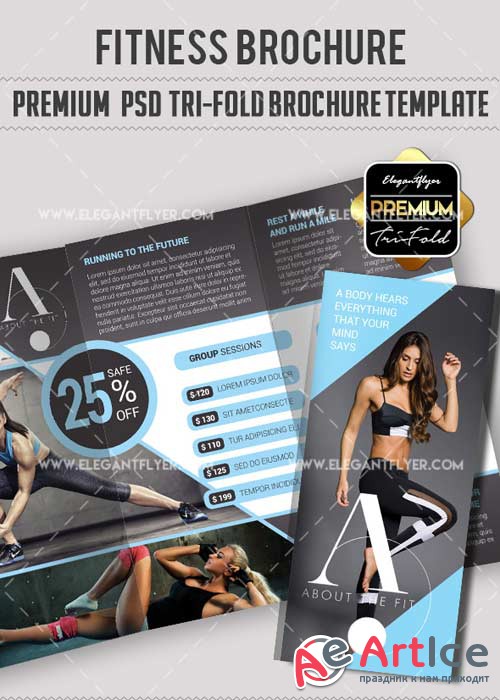Fitness V40 Premium Tri-Fold PSD Brochure Template