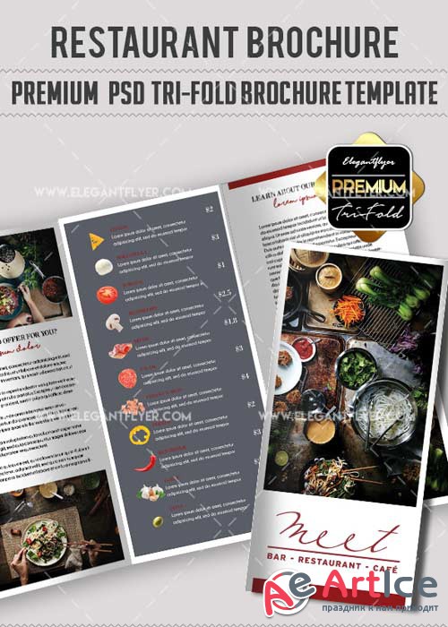 Restaurant V11 Premium Tri-Fold PSD Brochure Template