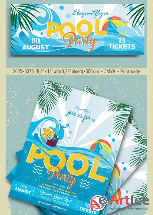 Pool Party V26 Flyer PSD Template + Facebook Cover