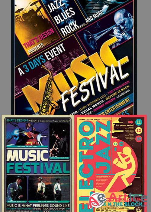 Music Festival 3in1 V2 Flyer Template