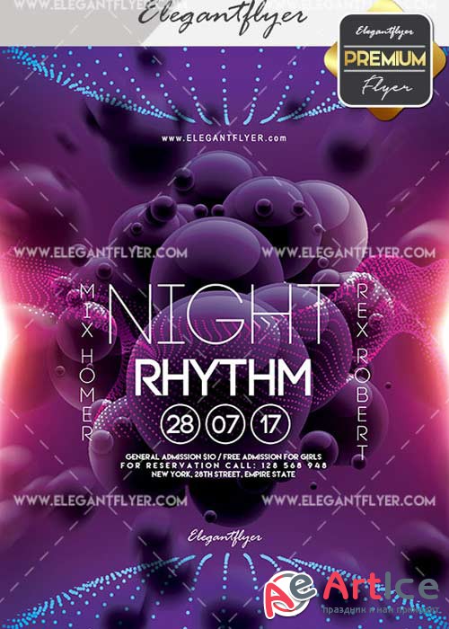 Night Rhythm V2 Flyer PSD Template + Facebook Cover