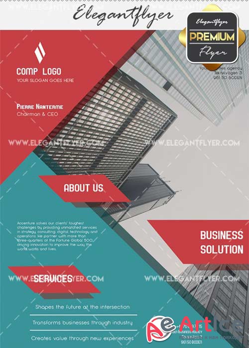 Business Solution V35 Flyer PSD Template + Facebook Cover