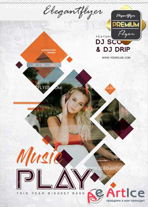 Music Play V29 Flyer PSD Template + Facebook Cover