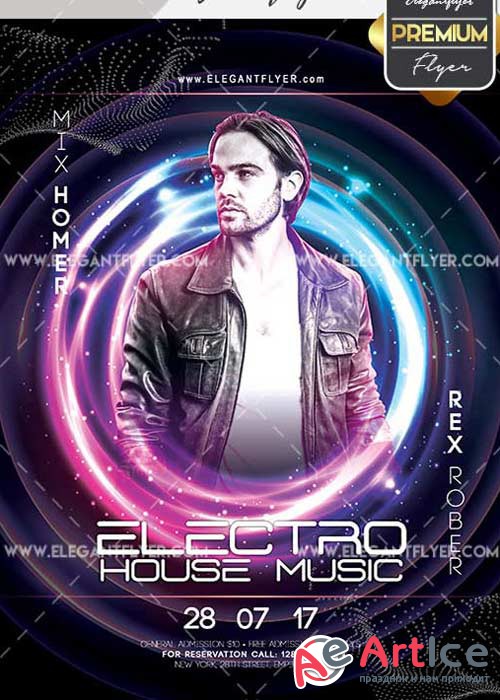 Electro House Music V22 Flyer PSD Template + Facebook Cover