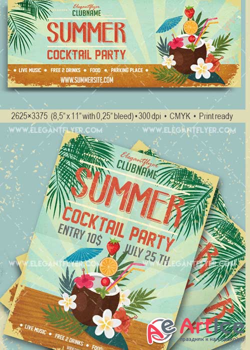 Cocktail Party V29 Flyer PSD Template + Facebook Cover