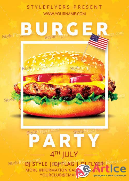 Burger Independence Party V5 PSD Flyer Template