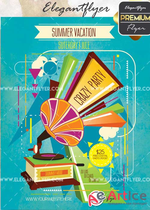 Summer Crazy Party V20 Flyer PSD Template + Facebook Cover