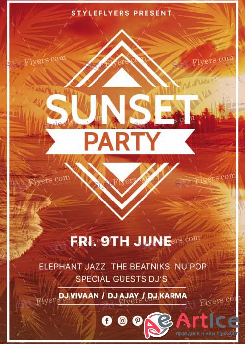 Sunset Party V20 PSD Flyer Template