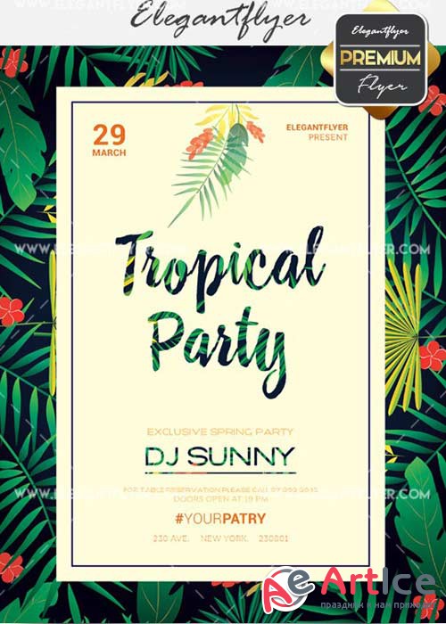 Tropical Party V29 Flyer PSD Template + Facebook Cover