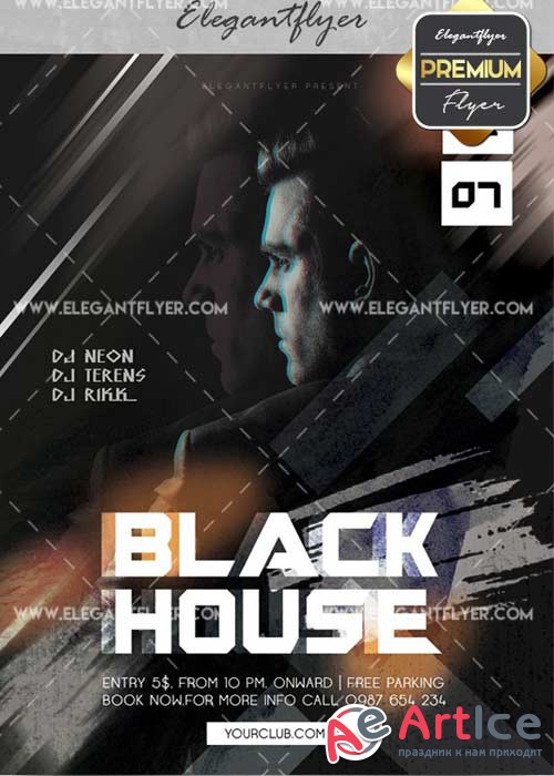 Black House V10 Flyer PSD Template + Facebook Cover