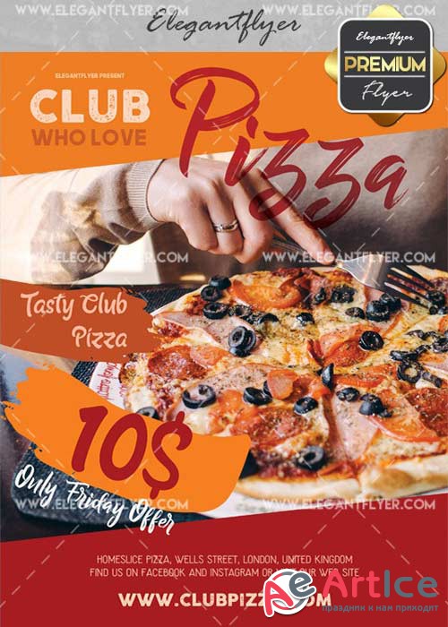 Club Pizza V25 Flyer PSD Template + Facebook Cover