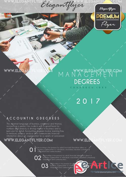 Management Degrees V15 Flyer PSD Template + Facebook Cover