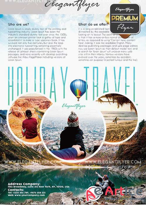 Holiday Travel V24 Flyer PSD Template + Facebook Cover
