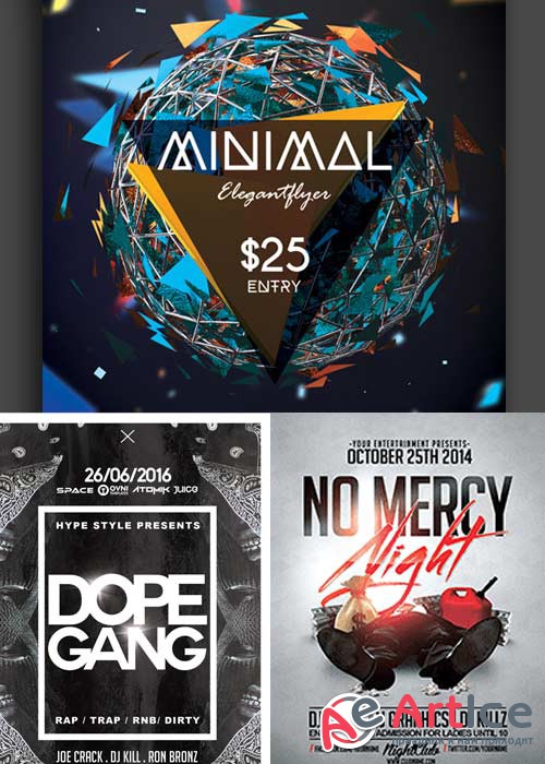 Minimal Party 3in1 V10 Flyer Template