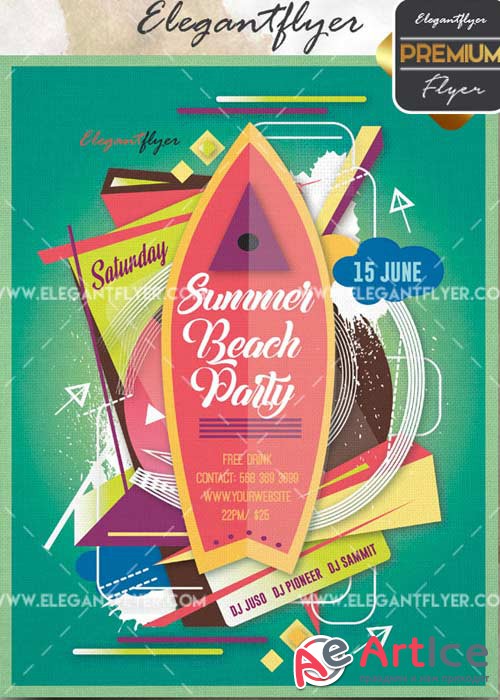 Summer Beach Party V30 Flyer PSD Template + Facebook Cover