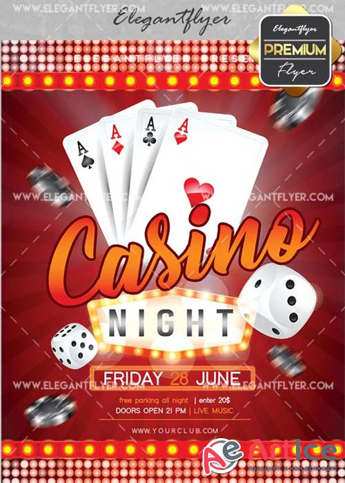 Casino Night V26 Flyer PSD Template + Facebook Cover