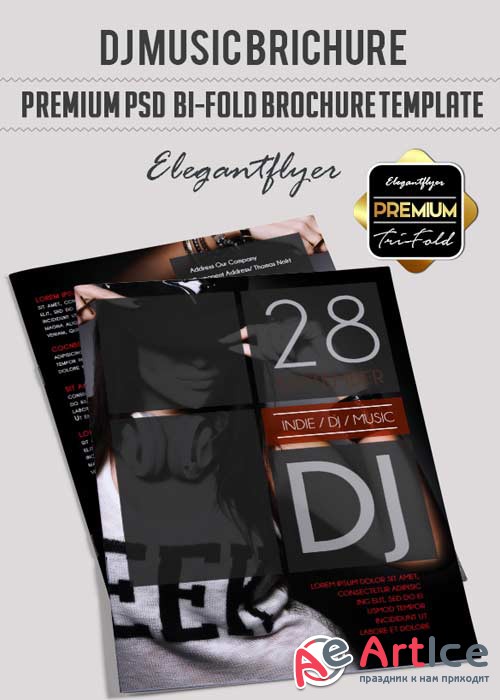DJ Music V31 Premium Bi-Fold PSD Brochure Template