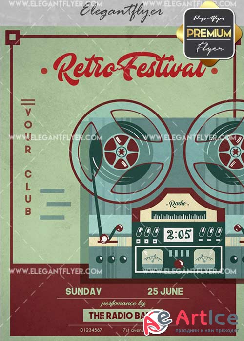 Retro Festival V12 Flyer PSD Template + Facebook Cover