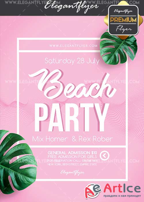 Beach Party V33 Flyer PSD Template + Facebook Cover