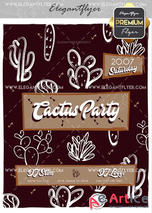 Cactus Party V3 Flyer PSD Template + Facebook Cover
