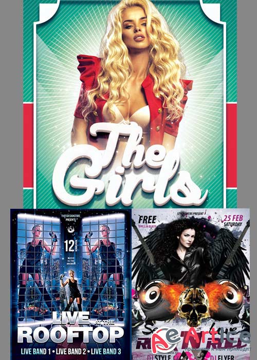 THE GIRLS PARTY 3in1 V5 Flyer Template
