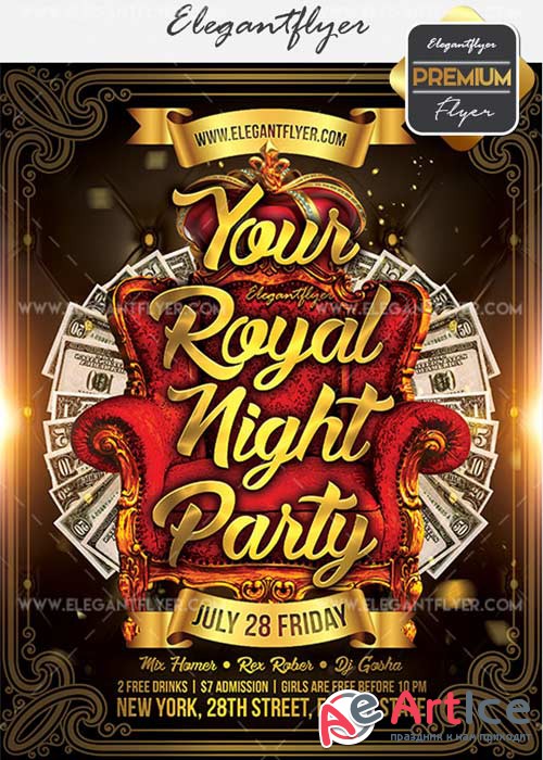 Your Royal Night Party V9 Flyer PSD Template + Facebook Cover