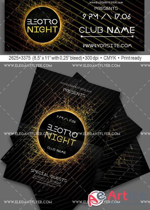 Electro Night V41 Flyer PSD Template + Facebook Cover