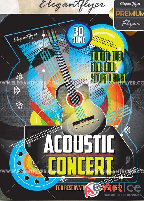 Acoustic Party V15 Flyer PSD Template + Facebook Cover