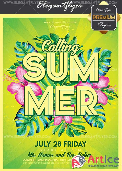Summer Calling V15 Flyer PSD Template + Facebook Cover
