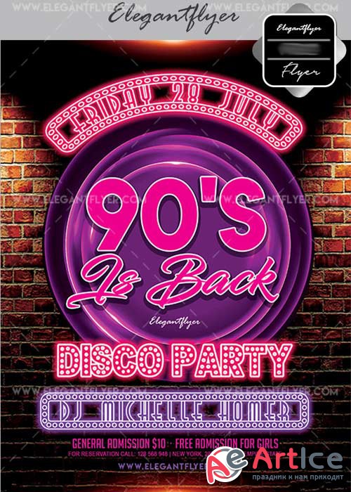 90s Is Back V29 Flyer PSD Template + Facebook Cover