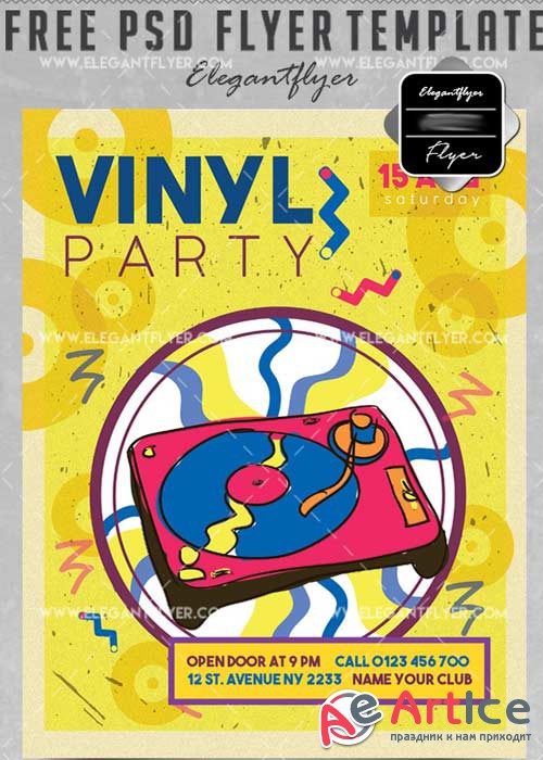 Vinyl Party V39 Flyer PSD Template + Facebook Cover