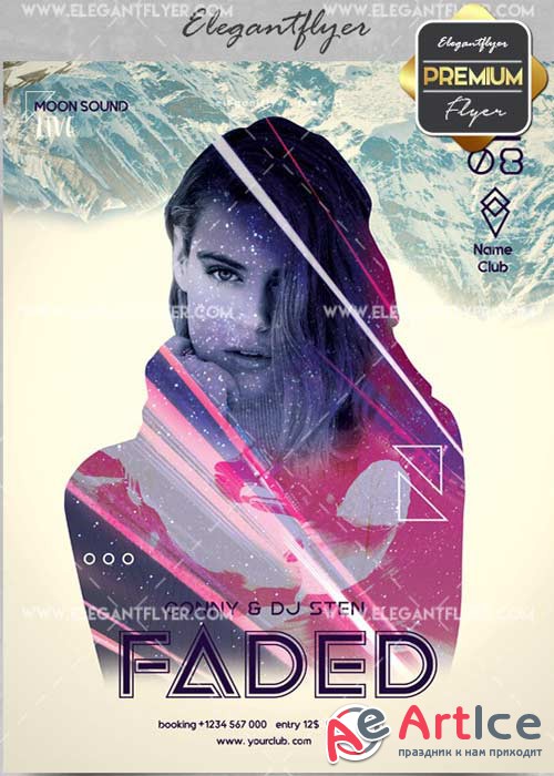 Faded V14 Flyer PSD Template + Facebook Cover