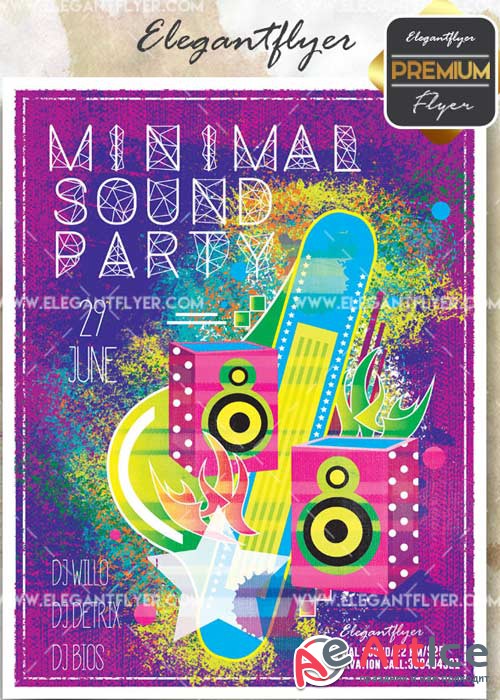 Minimal Sound Party V27 Flyer PSD Template + Facebook Cover