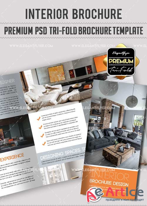 Interior Design V5 Premium Tri-Fold PSD Brochure Template