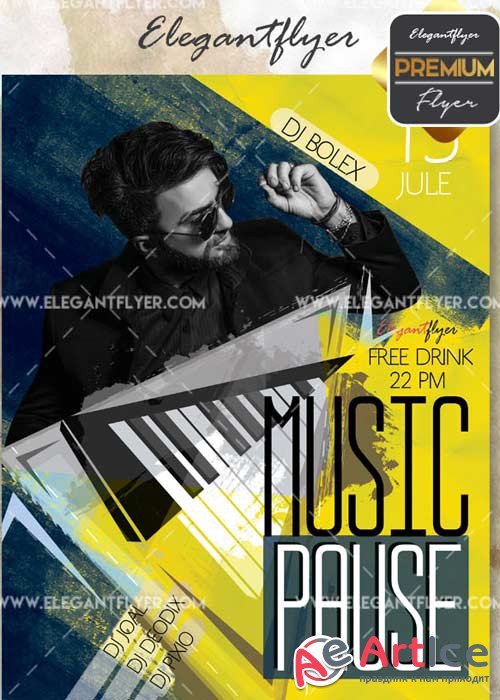Music Pause Party V18 Flyer PSD Template + Facebook Cover
