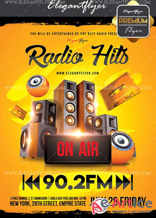 Radio Hits V21 Flyer PSD Template + Facebook Cover