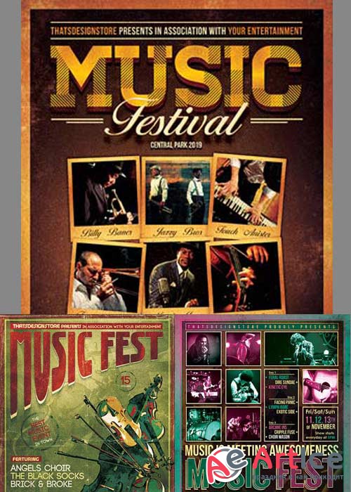 Music Festival 3in1 V4 Flyer Template