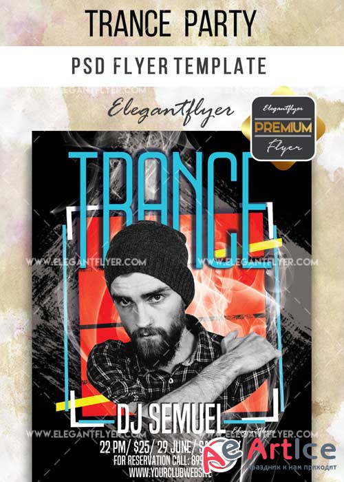 Trance Party Flyer PSD V8 Template + Facebook Cover