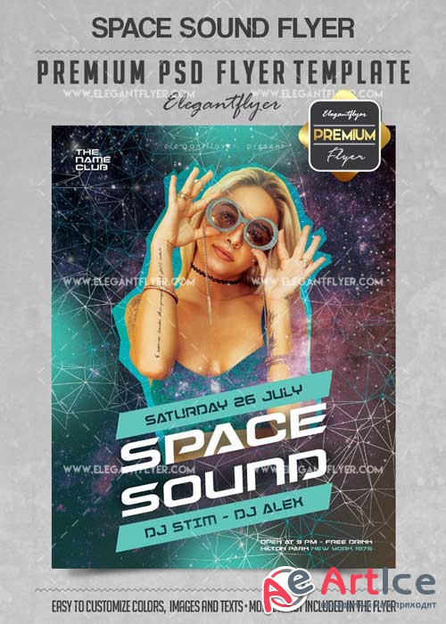 Space Sound Flyer PSD V14 Template + Facebook Cover