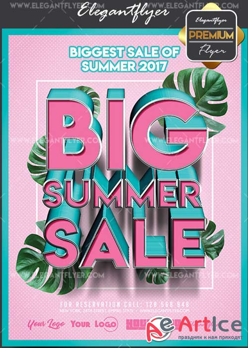 Big Summer Sale V15 Flyer PSD Template + Facebook Cover