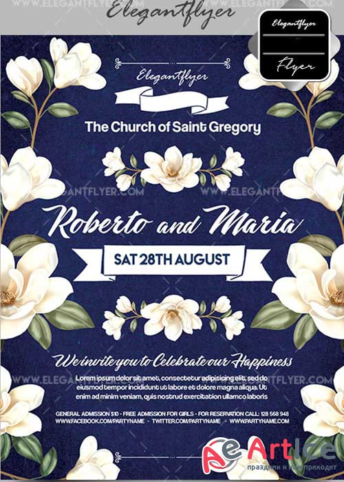 Wedding Reception V20 Flyer PSD Template + Facebook Cover