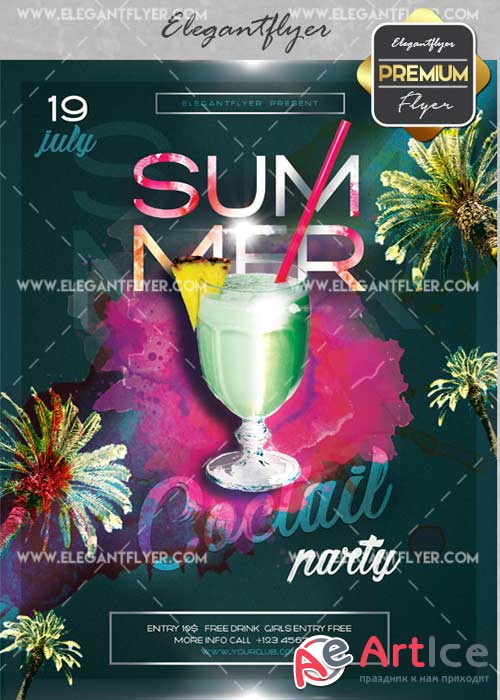 Summer Coctail Party V10 Flyer PSD Template + Facebook Cover