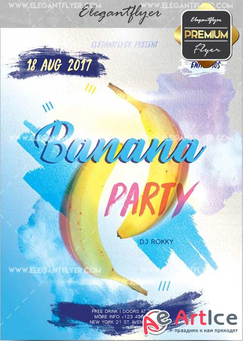 Banana Party V17 Flyer PSD Template + Facebook Cover