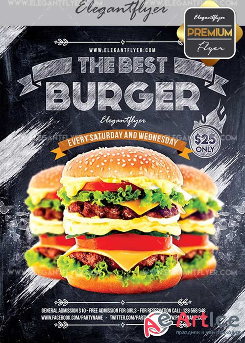 Burger V11 Flyer PSD Template + Facebook Cover