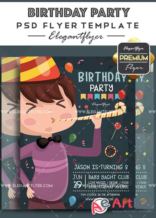 Birthday Party V47 Flyer PSD Template + Facebook Cover