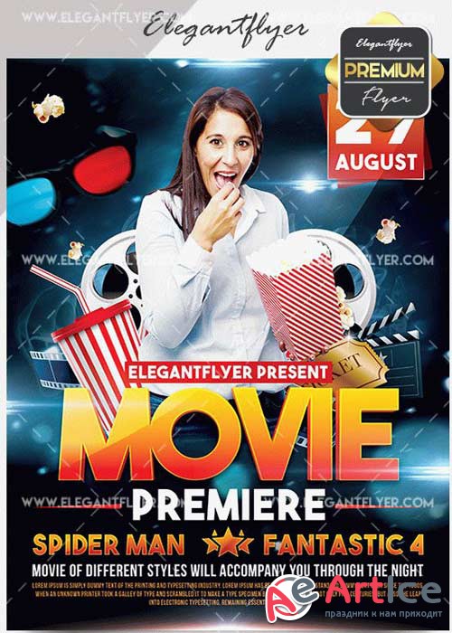 Movie Premiere V5 Flyer PSD Template + Facebook Cover