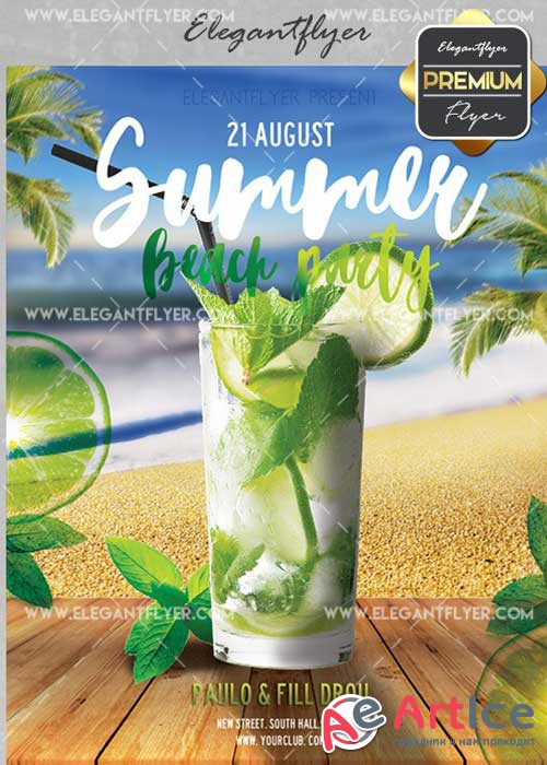 Summer beach Party V20 Flyer PSD Template + Facebook Cover